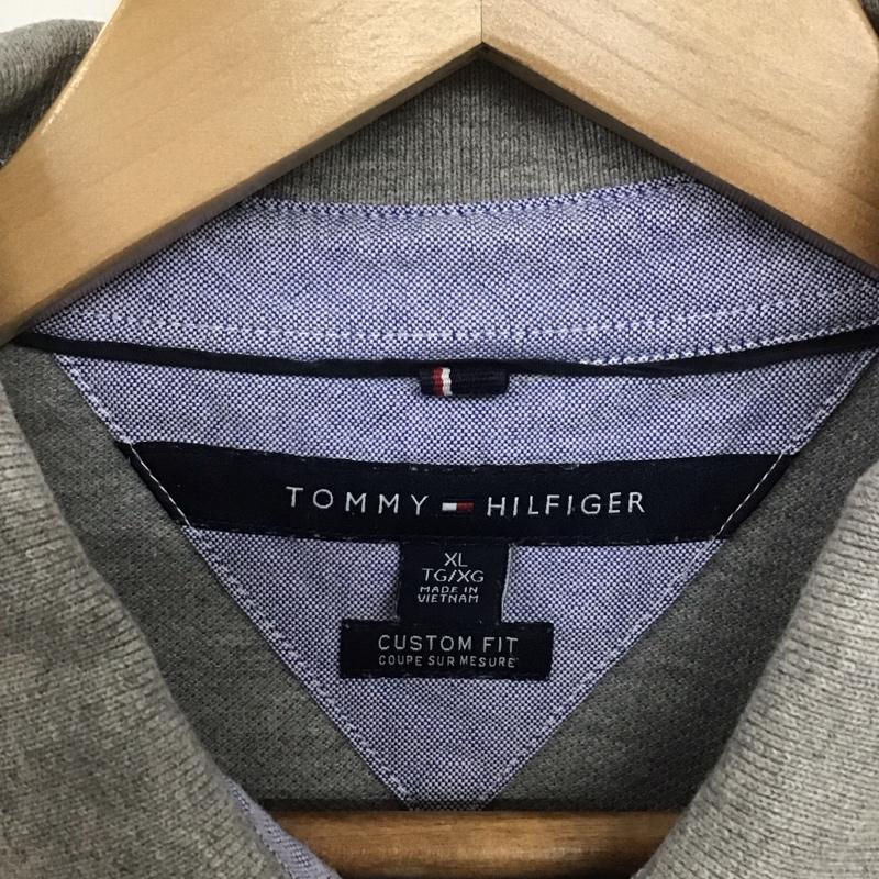 トミーヒルフィガー TOMMY HILFIGER ポロシャツ 半袖 半袖ポロシャツ 半袖カットソー カラーシャツ XL ロゴ、文字 灰 / グレー / メンズ USED 古着 中古 10132684