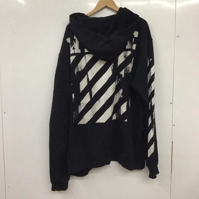 オフホワイト Off-White パーカー 長袖 長袖パーカー プルオーバーパーカー スウェット プリントスウェット XL ロゴ、文字 黒 / ブラック / メンズ USED 古着 中古 10133977