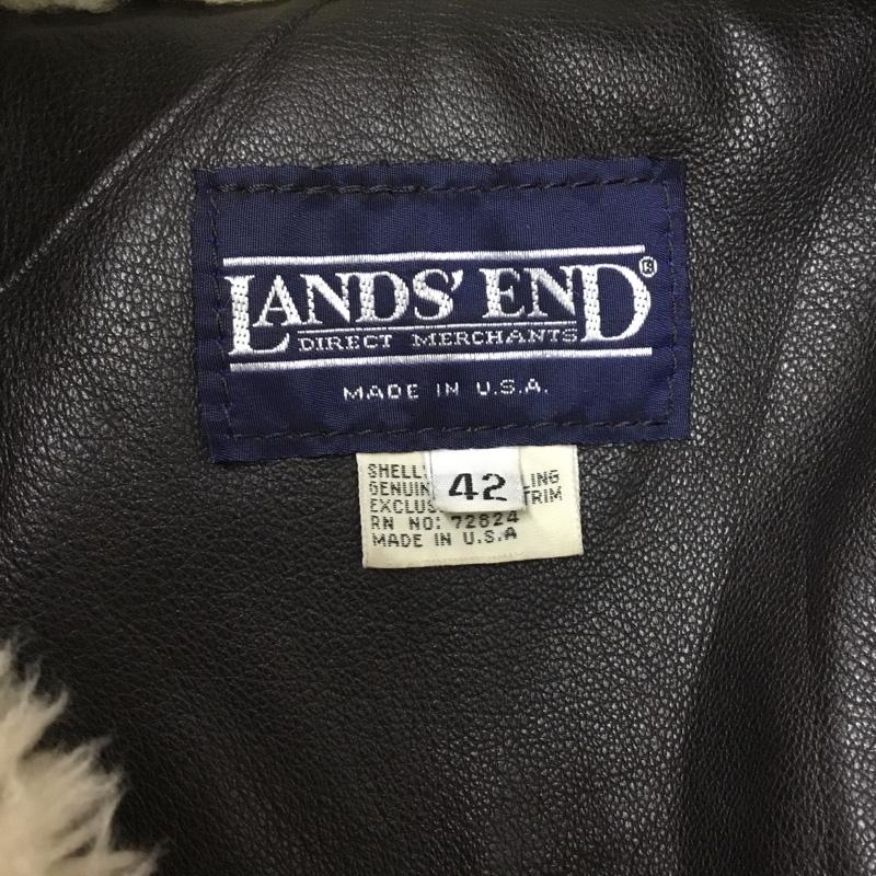 ランズエンド LANDS END ジャケット、上着 レザージャケット レザージャケット ジップアップジャケット ボアジャンパー アウター usa製 B-3ジャケット 42 無地 茶 / ブラウン / メンズ USED 古着 中古 10111618