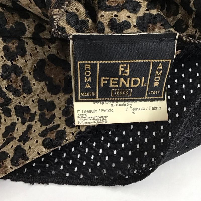 フェンディ FENDI カットソー 半袖 半袖カットソー プリントTシャツ クルーネックカットソー 90s リバーシブル 42 ヒョウ柄・レオパード柄 黒 / ブラック / レディース USED 古着 中古 10129747