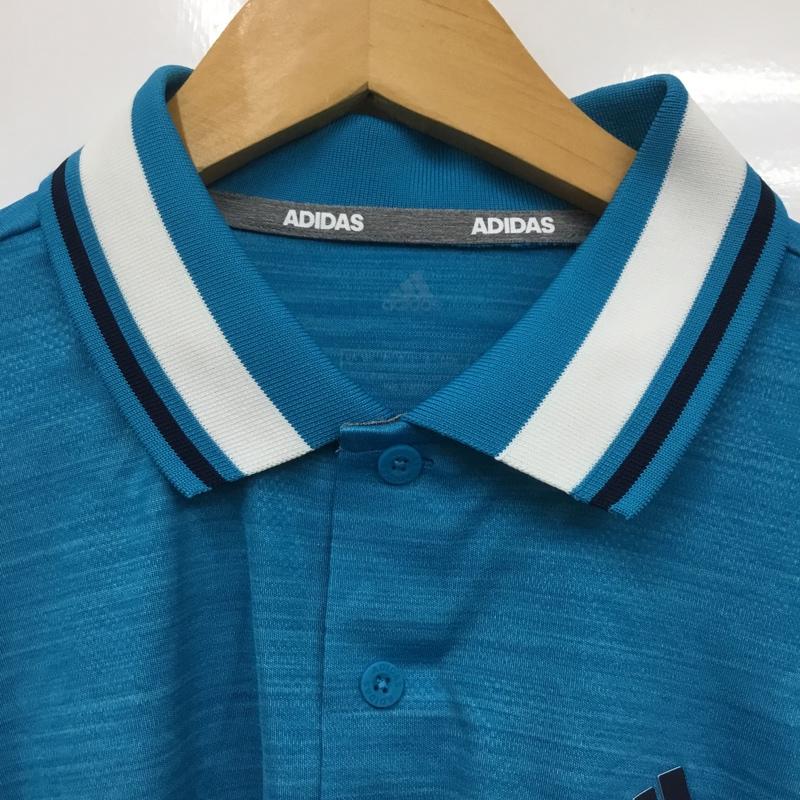 アディダス adidas ポロシャツ 長袖 EH3640 M ロゴ、文字 青 / ブルー / メンズ USED 古着 中古 10135461