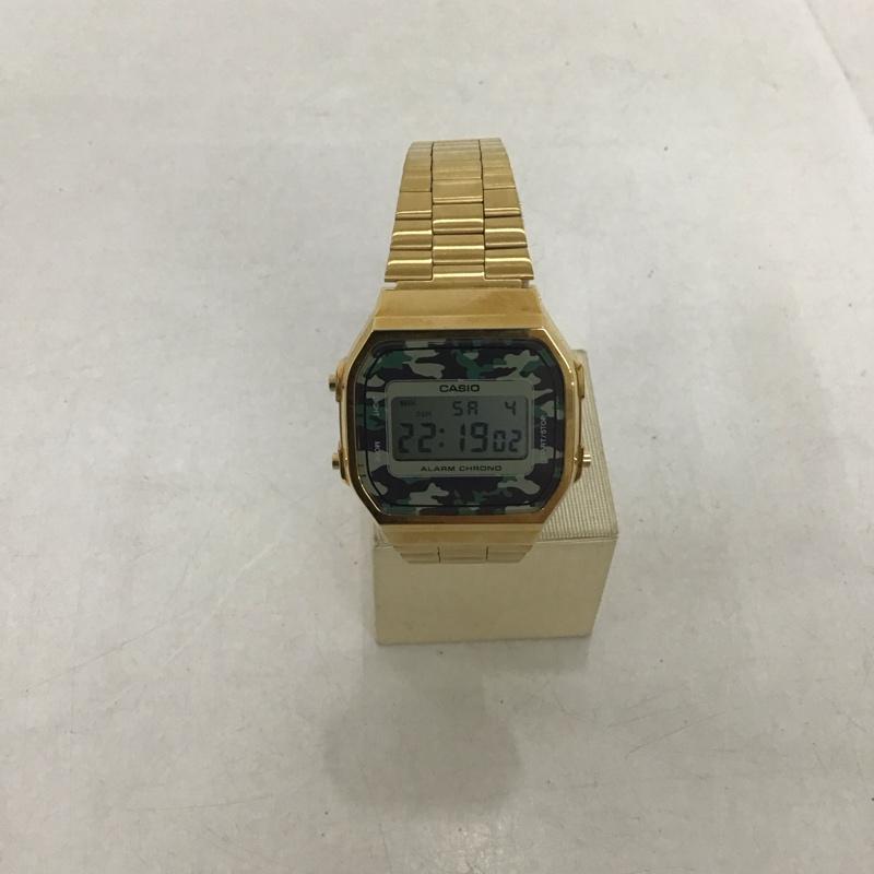カシオ CASIO 腕時計 デジタル A168WE 迷彩 箱有 ロゴ、文字 金 / ゴールド / メンズ USED 古着 中古 10134442