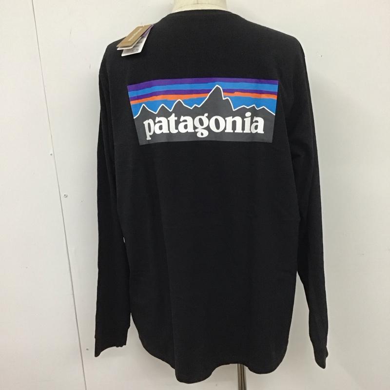 パタゴニア patagonia カットソー 長袖 長袖カットソー クルーネックカットソー ロングスリーブカットソー プリントTシャツ L ロゴ、文字 黒 / ブラック /  メンズ USED 古着 中古 10110886
