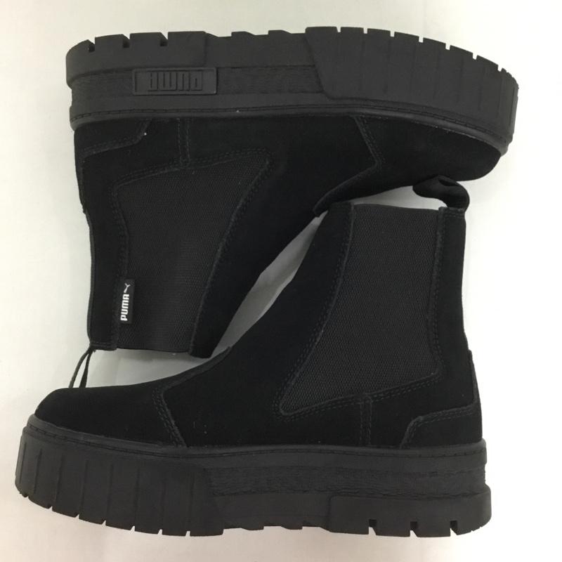プーマ PUMA ブーツ ショートブーツ 382829-01 MAYZE CHELSEA SUEDE 厚底 23cm サイドゴアブーツ 23.0cm ロゴ、文字 黒 / ブラック / レディース USED 古着 中古 10127777