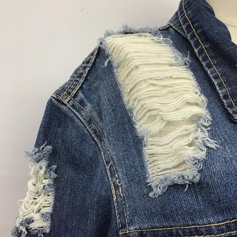 ザラ ZARA ジャケット、上着 ジャケット、ブレザー 2068 204 400 ダメージ デニムジャケット Gジャン M ダメージ加工 青 / ブルー / レディース USED 古着 中古 10107153