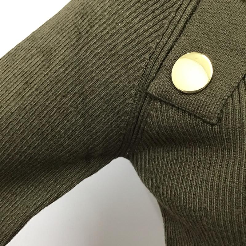 ザラ ZARA ニット、セーター 長袖 長袖ニットカットソー セーター クルーネック S 無地 カーキ / カーキ / レディース USED 古着 中古 10118515