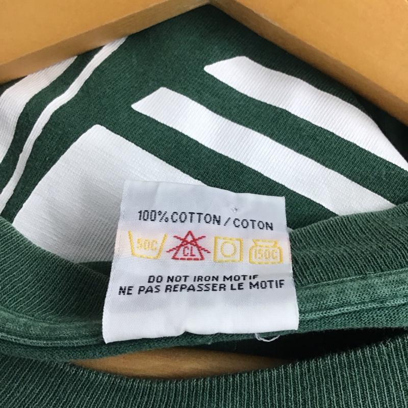 アディダス adidas Tシャツ 半袖 半袖カットソー プリントTシャツ クルーネックカットソー L ロゴ、文字 緑 / グリーン / メンズ USED 古着 中古 10136670