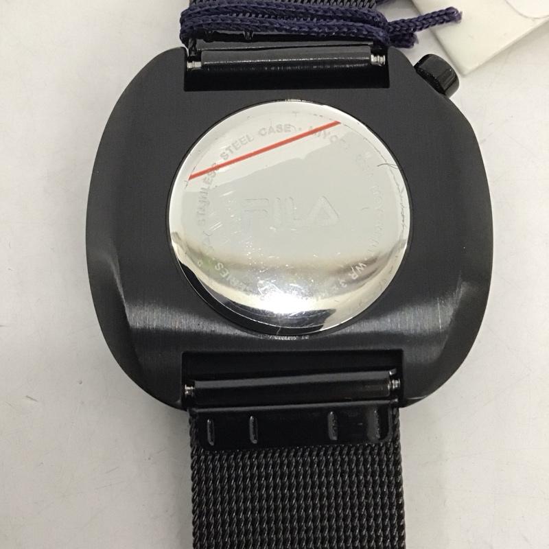 フィラ FILA 腕時計 アナログ(クォーツ式) 38-162 箱有 ロゴ、文字 黒 / ブラック / レディース USED 古着 中古 10134475