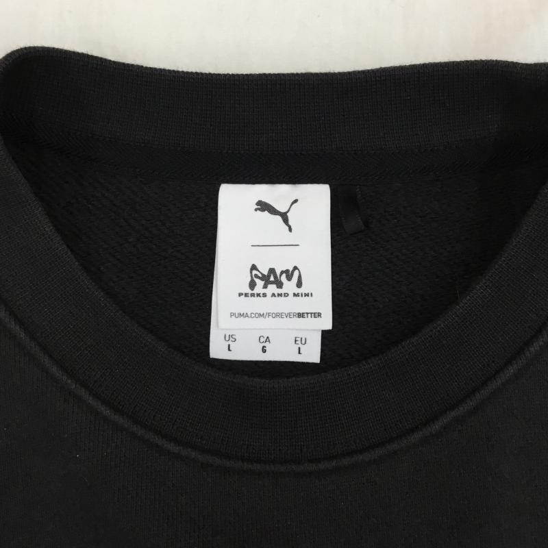 プーマ PUMA トレーナー 長袖 PUMA×PEAKS AND MINI スウェット L プリント 黒 / ブラック / X 青 / ブルー / X 赤 / レッド / メンズ USED 古着 中古 10136363