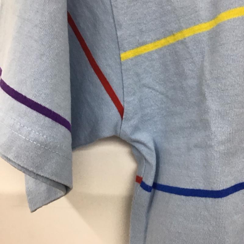 エックスガール X-girl Tシャツ 半袖 05183302 RAINBOW STRIPE S/S T 2 ロゴ、文字 水色 / ライトブルー / レディース USED 古着 中古 10134208