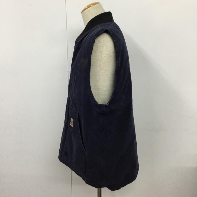 カーハート Carhartt ジャケット、上着 ジャンパー、ブルゾン ジップアップベスト ダウンベスト ノースリーブカットソー XL ロゴ、文字 紺 / ネイビー / メンズ USED 古着 中古 10110017