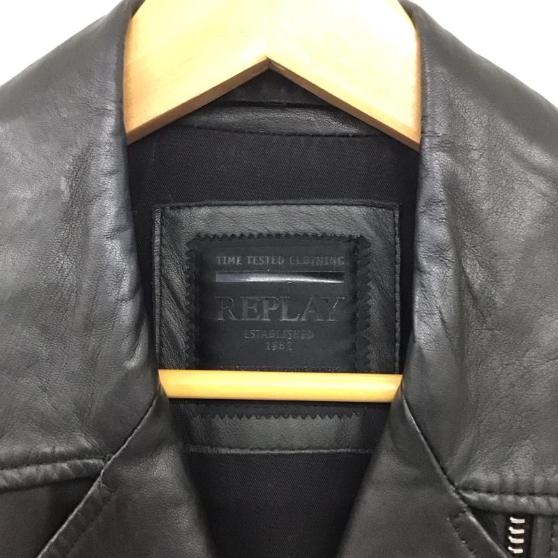 リプレイ REPLAY ジャケット、上着 ライダース W7232.000.82246 レザー 羊革 S 無地 黒 / ブラック / レディース USED 古着 中古 10133753