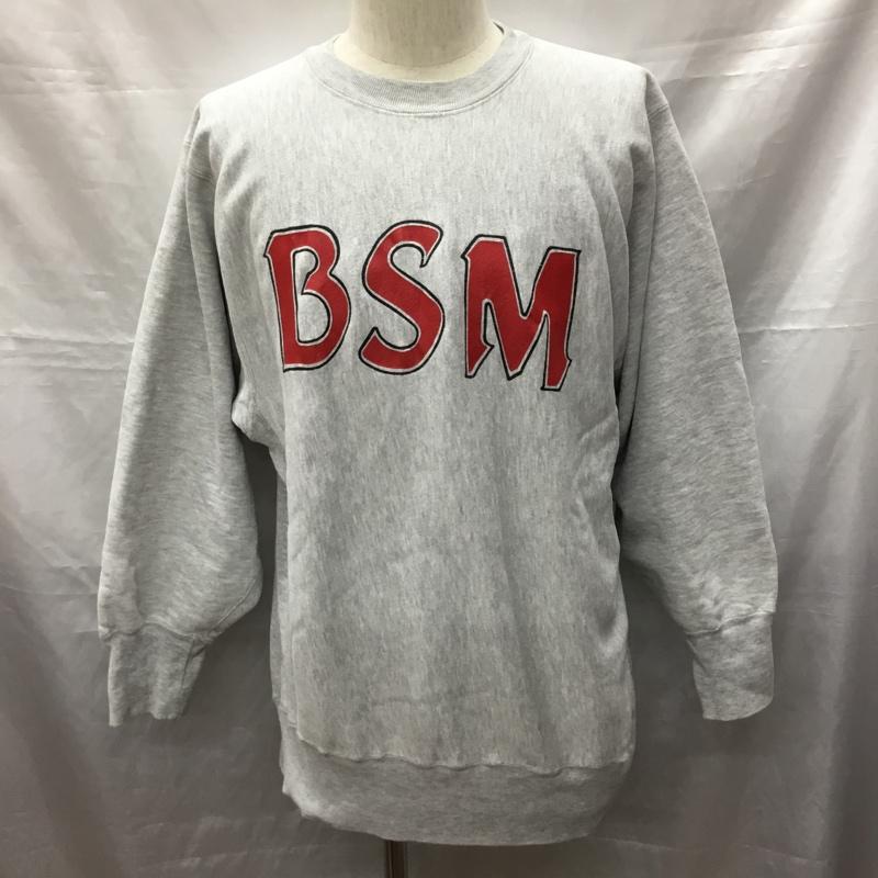 チャンピオン Champion トレーナー 長袖 長袖トレーナー スウェット クルーネック リブスウェットカットソー 80s XL ロゴ、文字 灰 / グレー /  メンズ USED 古着 中古 10119416