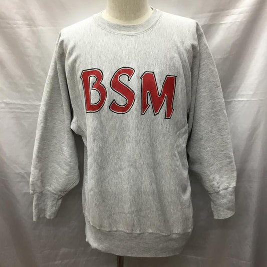 チャンピオン Champion トレーナー 長袖 長袖トレーナー スウェット クルーネック リブスウェットカットソー 80s XL ロゴ、文字 灰 / グレー /  メンズ USED 古着 中古 10119416