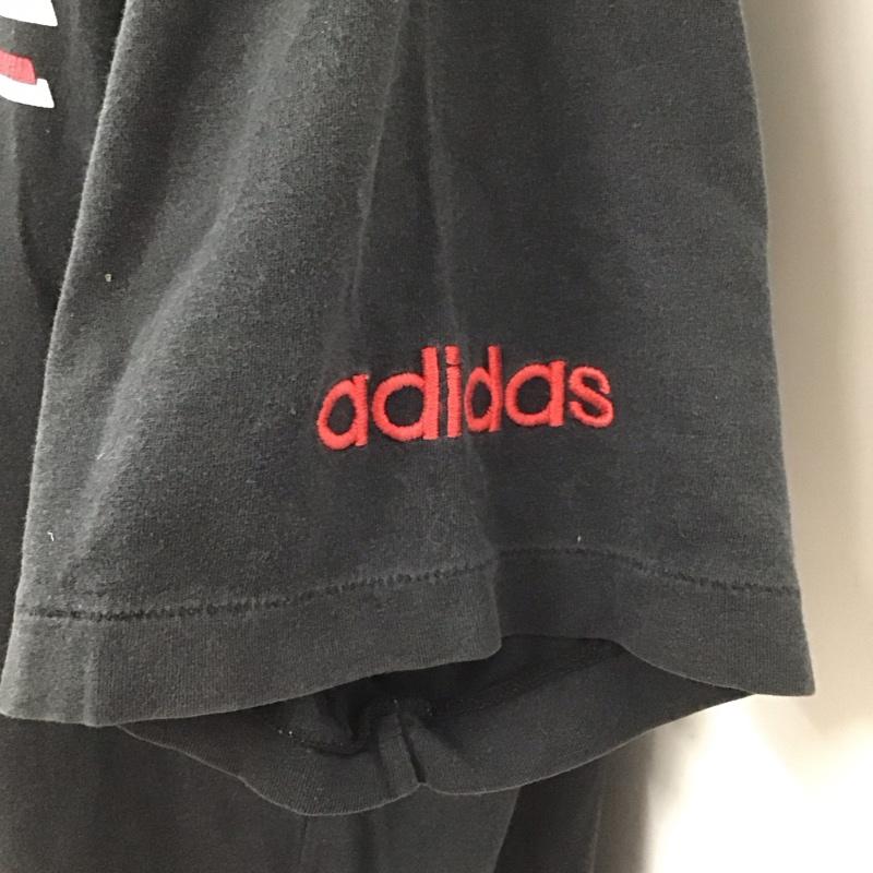 アディダス adidas Tシャツ 半袖 半袖カットソー プリントTシャツ クルーネックカットソー 80s~90s デサント社 プリント 黒 / ブラック /  メンズ USED 古着 中古 10111487