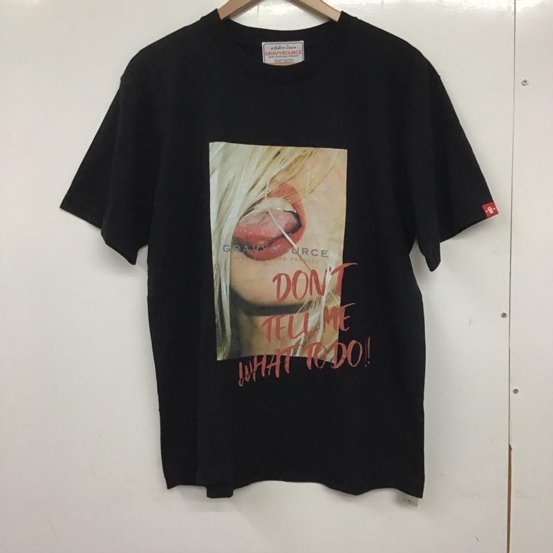 グレイビーソース GRAVYSOURCE Tシャツ 半袖 半袖カットソー プリントTシャツ クルーネックカットソー L プリント 黒 / ブラック / メンズ USED 古着 中古 10138613