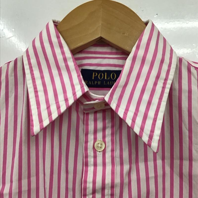 ポロラルフローレン POLO RALPH LAUREN シャツ、ブラウス 長袖 211525038005 ストライプ 4 ワンポイント 白 / ホワイト / X 桃 / ピンク / レディース USED 古着 中古 10114441