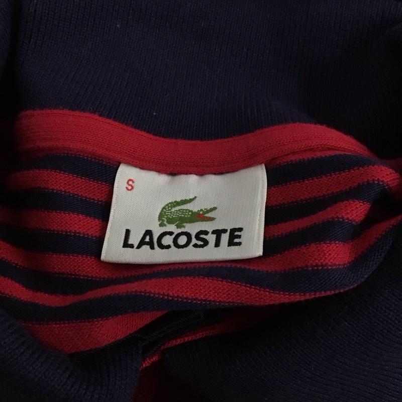 ラコステ LACOSTE ポロシャツ 長袖 長袖ポロシャツ カラーシャツ 長袖カットソー S ロゴ、文字 紺 / ネイビー / X えんじ / ワインレッド /  メンズ USED 古着 中古 10111116
