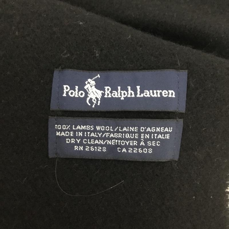 ポロラルフローレン POLO RALPH LAUREN マフラー マフラー ウール フリンジ ワンポイント 黒 / ブラック / メンズ USED 古着 中古 10136337