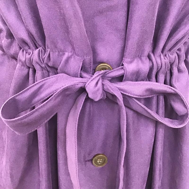 ダブルクローゼット w closet ワンピース ロングスカート 303874 Vネック ウエストドロストワンピース 長袖 無地 紫 / パープル / レディース USED 古着 中古 10112141