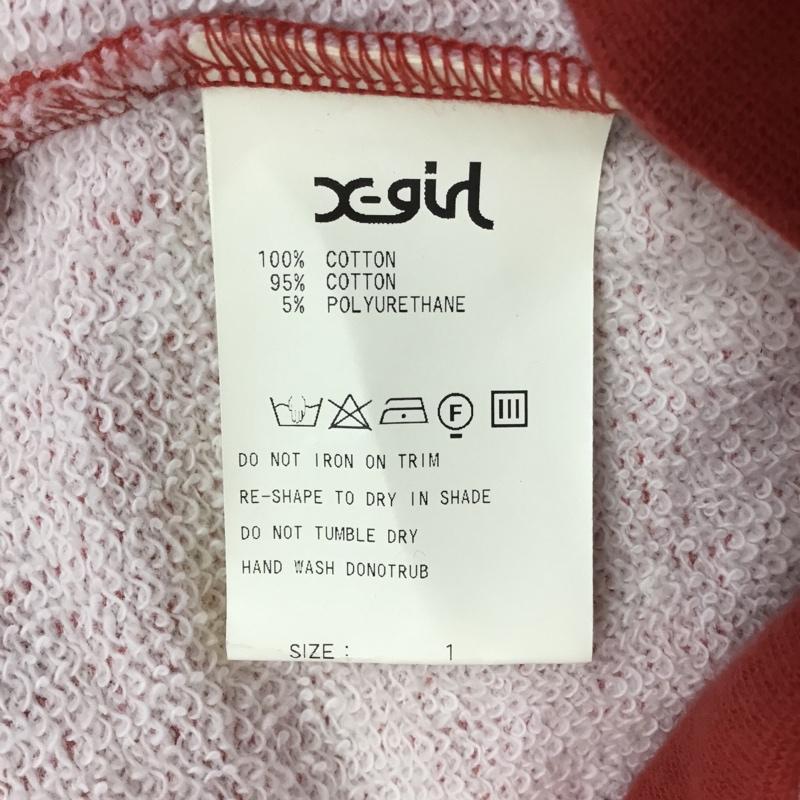 エックスガール X-girl パーカー 半袖 半袖パーカー ジップアップパーカー スウェット 1 ロゴ、文字 赤 / レッド / レディース USED 古着 中古 10118445