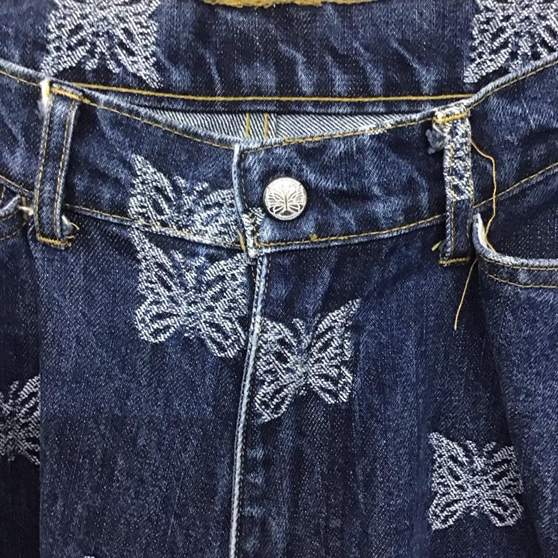 ニードルス Needles パンツ デニム、ジーンズ デニムパンツ ワイドパンツ カジュアルパンツ L ロゴ、文字 インディゴ / インディゴ / メンズ USED 古着 中古 10134712