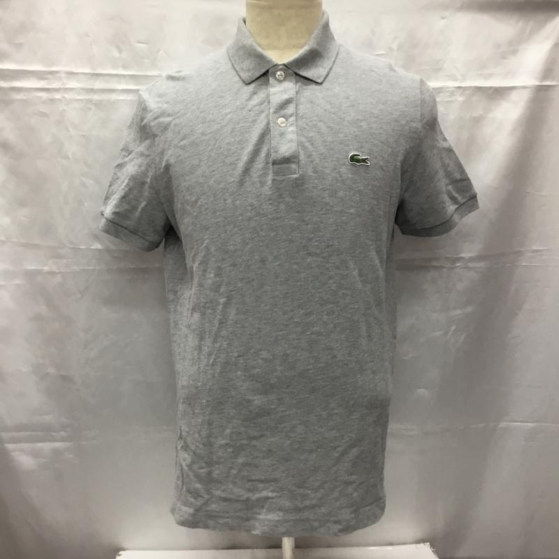 ラコステ LACOSTE ポロシャツ 半袖 半袖ポロシャツ カラーシャツ 半袖カットソー 5 ロゴ、文字 灰 / グレー / メンズ USED 古着 中古 10106508
