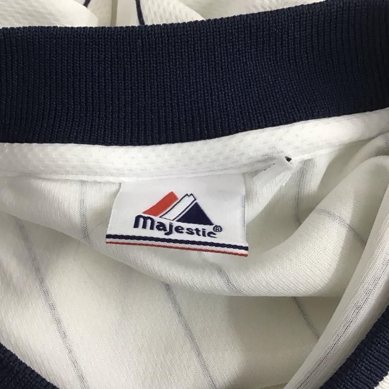 マジェスティック MAJESTIC カットソー 半袖 半袖カットソー プリントTシャツ スポーツウェア M ストライプ 白 / ホワイト / メンズ USED 古着 中古 10111151