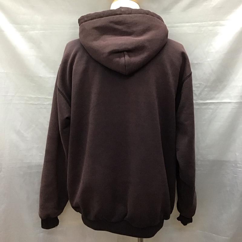 カーハート Carhartt パーカー 長袖 長袖パーカー フード付きパーカー プリントスウェット トレーナー フェード M 無地 茶 / ブラウン /  メンズ USED 古着 中古 10120541