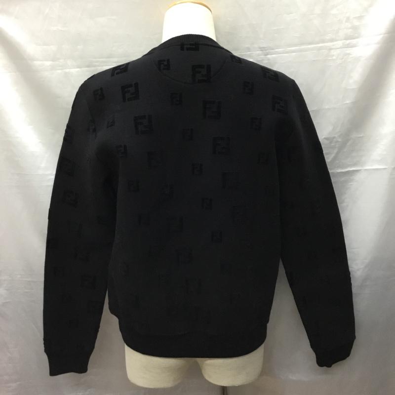 フェンディ FENDI トレーナー 長袖 長袖トレーナー スウェット クルーネック リブスウェットカットソー S 総柄 黒 / ブラック /  メンズ USED 古着 中古 10120545