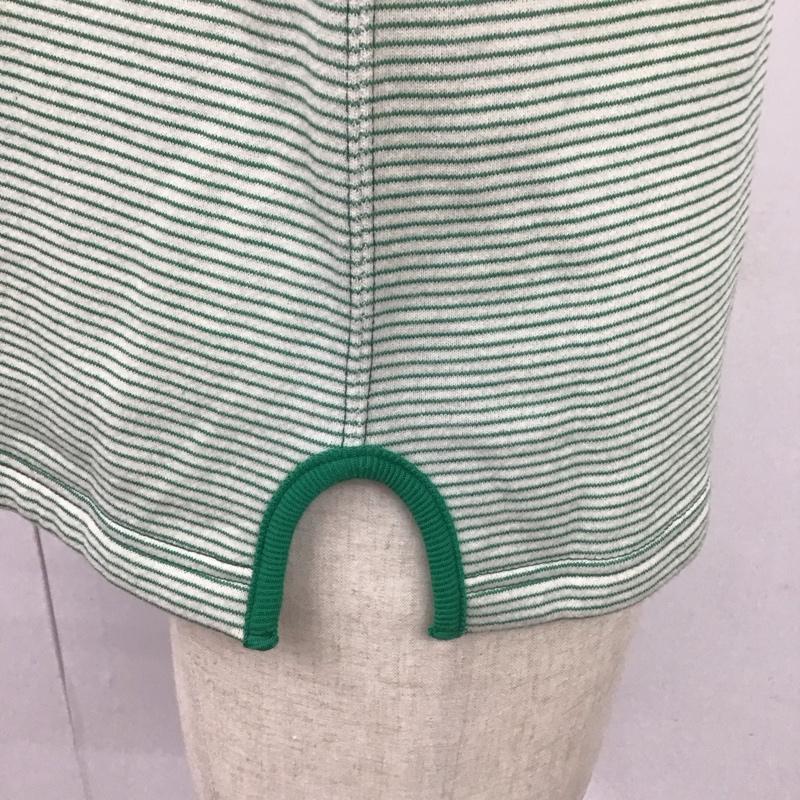 クッシュマン CUSHMAN カットソー 半袖 半袖カットソー ヘンリーネックカットソー プリントカットソー M ボーダー柄 白 / ホワイト / X 緑 / グリーン /  メンズ USED 古着 中古 10113129