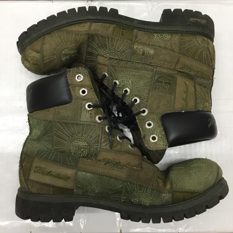 ティンバーランド Timberland ブーツ ショートブーツ 11565 パッチワーク 10W 総柄 カーキ / カーキ / X 黒 / ブラック / メンズ USED 古着 中古 10108436