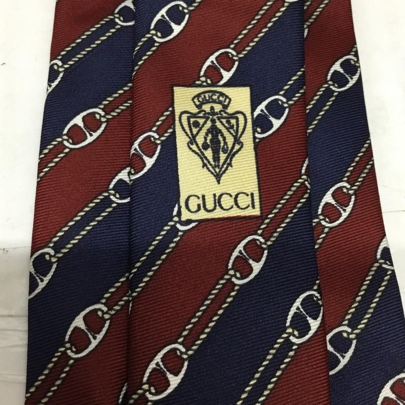 グッチ GUCCI ネクタイ ネクタイ シルク 総柄 えんじ / ワインレッド / X 紺 / ネイビー / メンズ USED 古着 中古 10117014