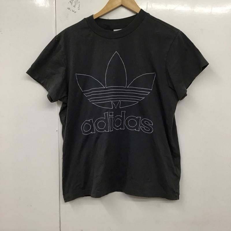 アディダス adidas Tシャツ 半袖 du9983 ボーイフレンドTシャツ 半袖カットソー プリントTシャツ L ロゴ、文字 灰 / グレー / レディース USED 古着 中古 10128747