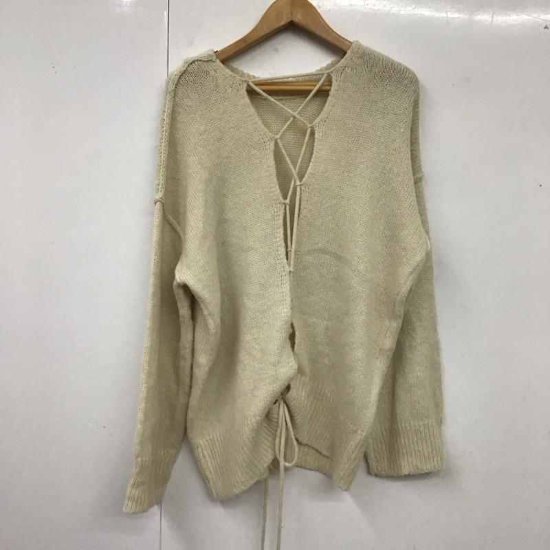 カスタネ Kastane ニット、セーター 長袖 長袖ニットカットソー ニット セーター クルーネックニット 背中編み上げ FREE 無地 白 / ホワイト / レディース USED 古着 中古 10119563