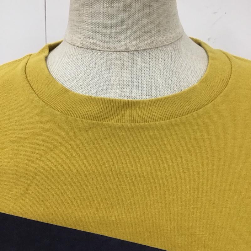 ブルーブルー BLUE BLUE Tシャツ 半袖 クルーネック フラッグ S ロゴ、文字 マスタード / マスタード / レディース USED 古着 中古 10110859