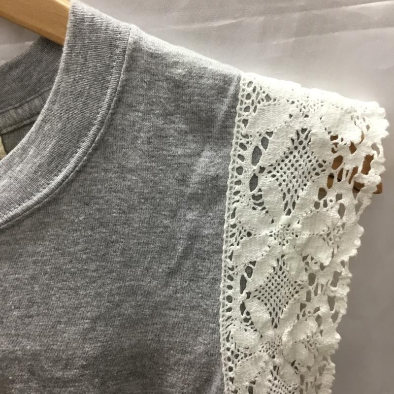ビームスボーイ BEAMS BOY カットソー 半袖 les Briqu a braque 袖レース ショートスリーブ リメイク 無地 灰 / グレー / X 白 / ホワイト / レディース USED 古着 中古 10118210