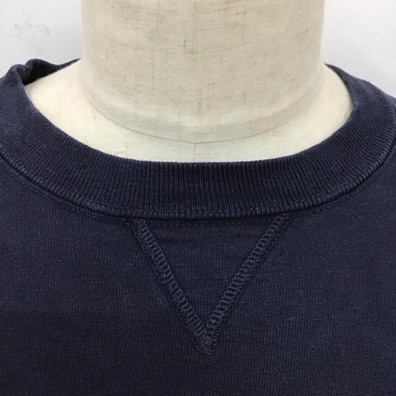 チャンピオン Champion トレーナー 長袖 長袖トレーナー スウェット クルーネック リブスウェットカットソー XL ロゴ、文字 紺 / ネイビー /  メンズ USED 古着 中古 10119537
