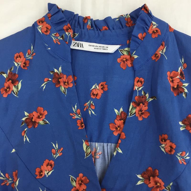 ザラ ZARA ワンピース ひざ丈スカート XS 花柄 青 / ブルー / レディース USED 古着 中古 10134146