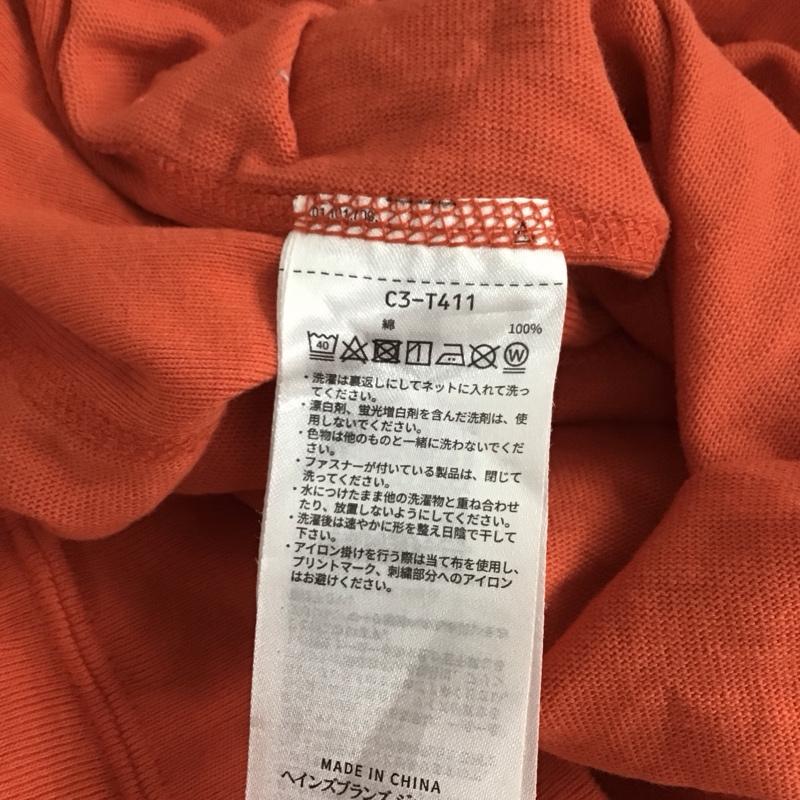 チャンピオン Champion カットソー 長袖 c3-t411 リバースウィーブRロングスリーブTシャツ 長袖カットソー クルーネック XL ロゴ、文字 橙 / オレンジ / メンズ USED 古着 中古 10130069
