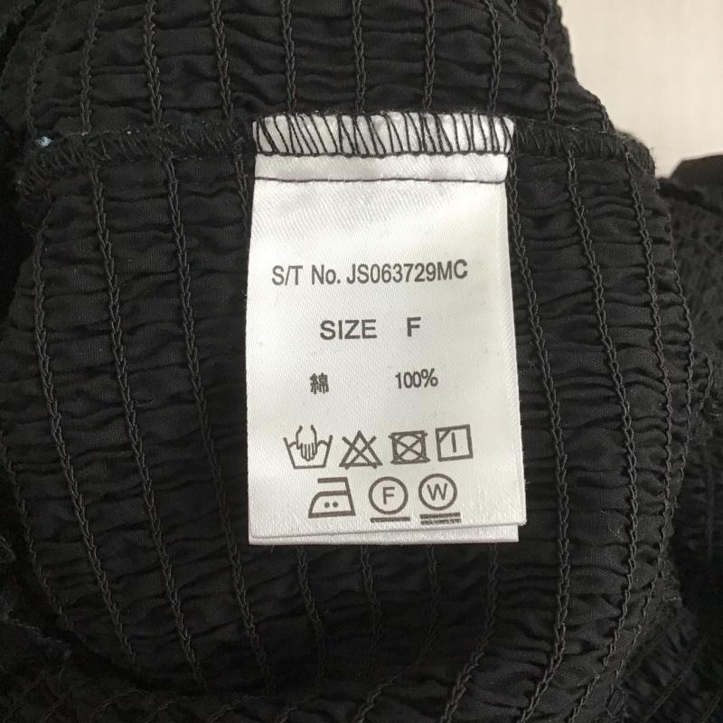 ジーナシス JEANASIS カットソー 七分袖 JS063729MC シャーリングシャツ FREE 刺繍 黒 / ブラック /  レディース USED 古着 中古 10108591
