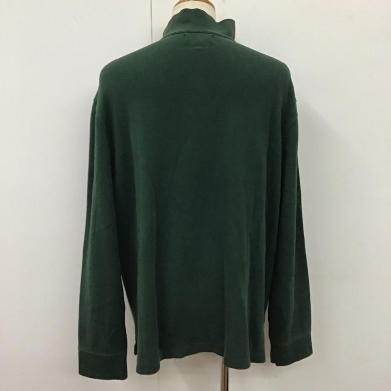 ポロバイラルフローレン Polo by RALPH LAUREN トレーナー 長袖 長袖トレーナー スウェット ジップネック リブスウェットカットソー XL ロゴ、文字 緑 / グリーン /  メンズ USED 古着 中古 10119142