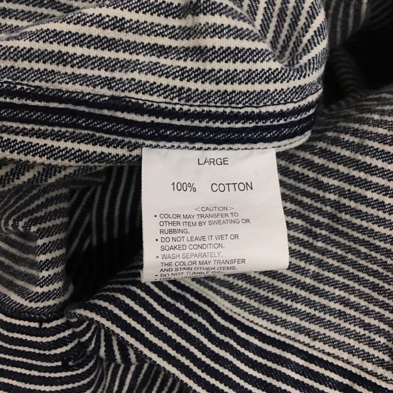 ステューシー STUSSY シャツ、ブラウス 長袖 L ストライプ X ロゴ、文字 白 / ホワイト / X 紺 / ネイビー / メンズ USED 古着 中古 10126698