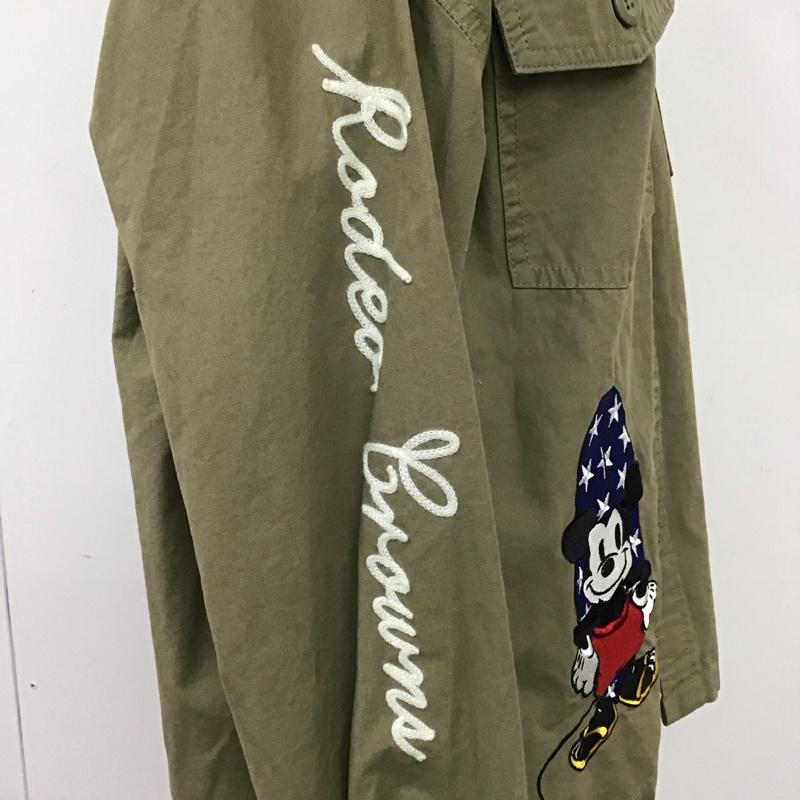 ロデオクラウンズ Rodeo Crowns シャツ、ブラウス 長袖 420BSA01-0260 ディズニー ミッキーマウス ドナルドダック ミリタリーシャツ FREE キャラクター カーキ / カーキ / レディース USED 古着 中古 10120234