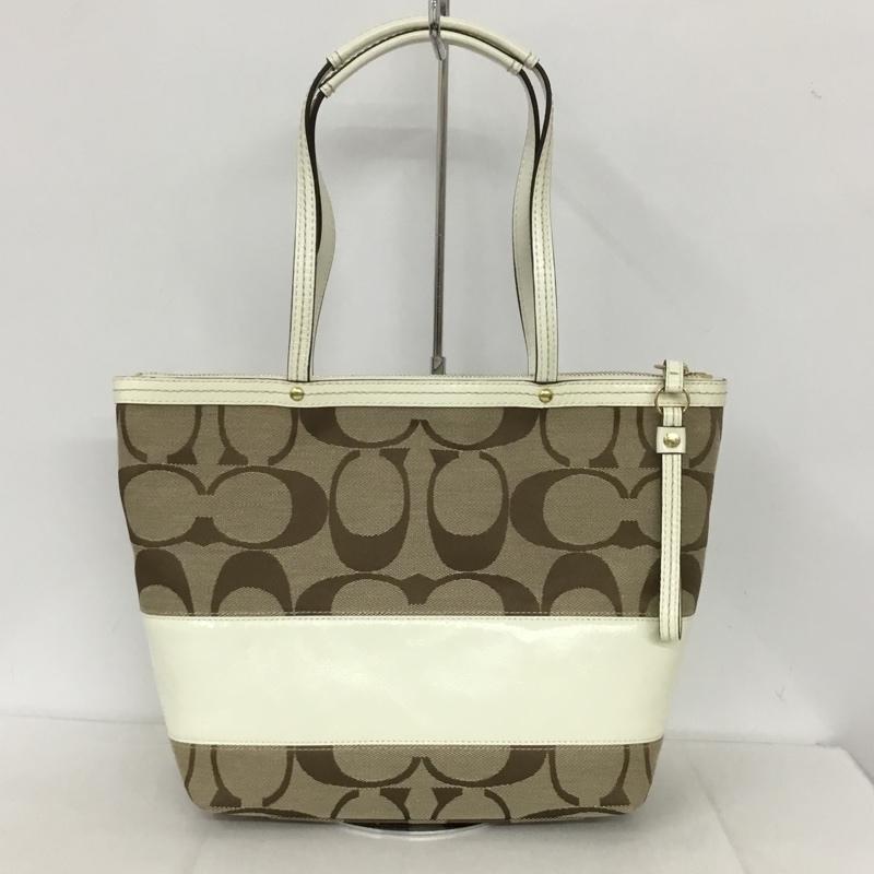 コーチ COACH トートバッグ トートバッグ 12429 シグネチャー 総柄 白 / ホワイト / X ベージュ / ベージュ / レディース USED 古着 中古 10131864