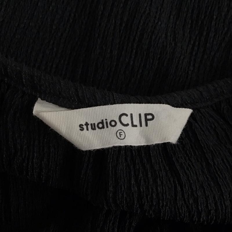 スタディオクリップ studio CLIP カットソー 半袖 半袖カットソー 無地Tシャツ クルーネックカットソー パフスリーブ FREE 無地 黒 / ブラック / レディース USED 古着 中古 10122717