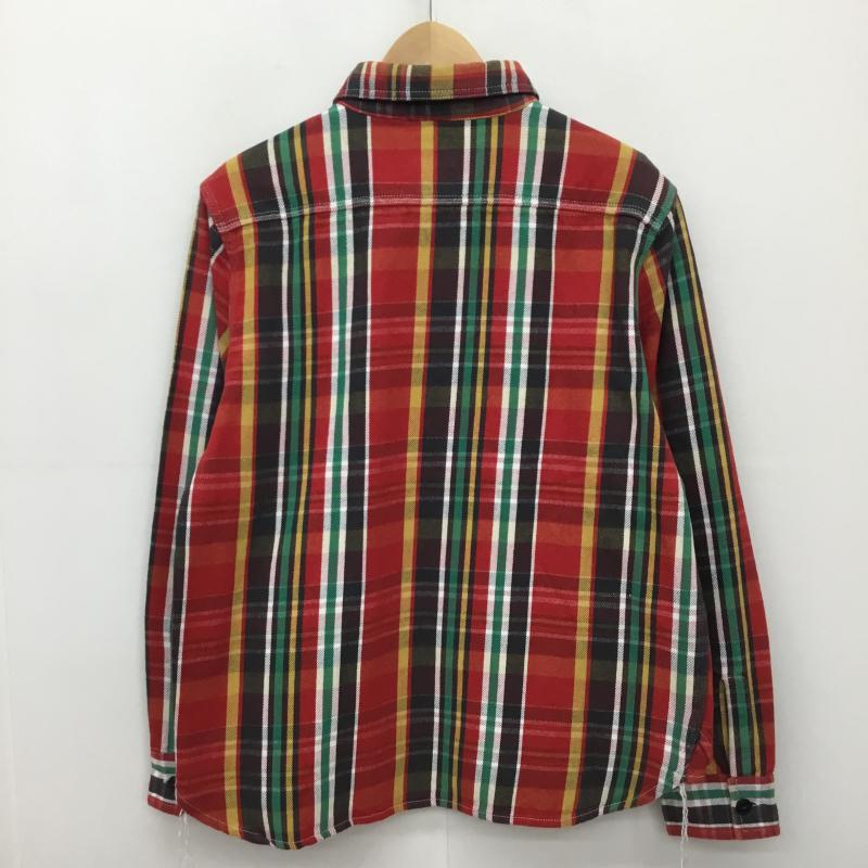 ヒューストン HOUSTON シャツ、ブラウス 長袖 L チェック 赤 / レッド / メンズ USED 古着 中古 10138692