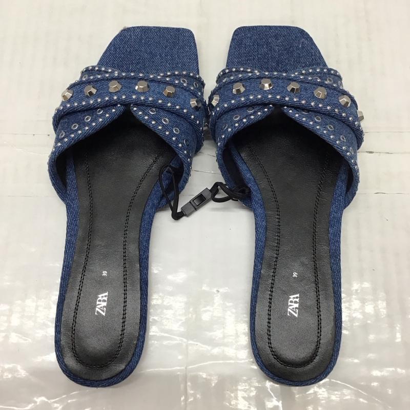 ザラ ZARA サンダル サンダル 1603 210 017 デニム タグ付き スタッズ 39 青 / ブルー / レディース USED 古着 中古 10115669