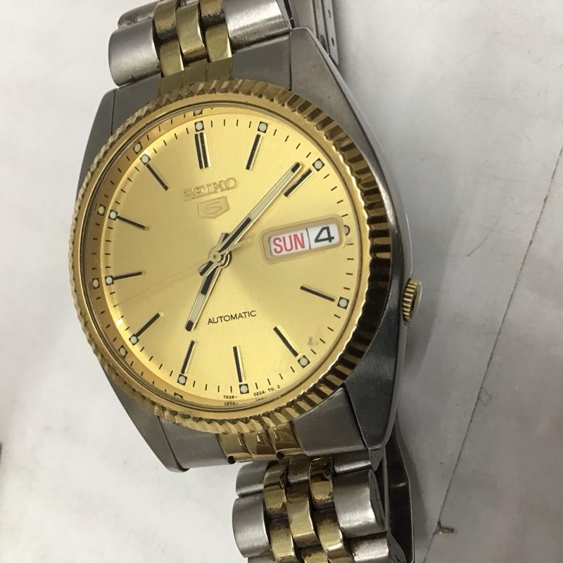 セイコー SEIKO 腕時計 アナログ(自動巻き) 7S26-0500 ロゴ、文字 金 / ゴールド / X 銀 / シルバー / メンズ USED 古着 中古 10113454
