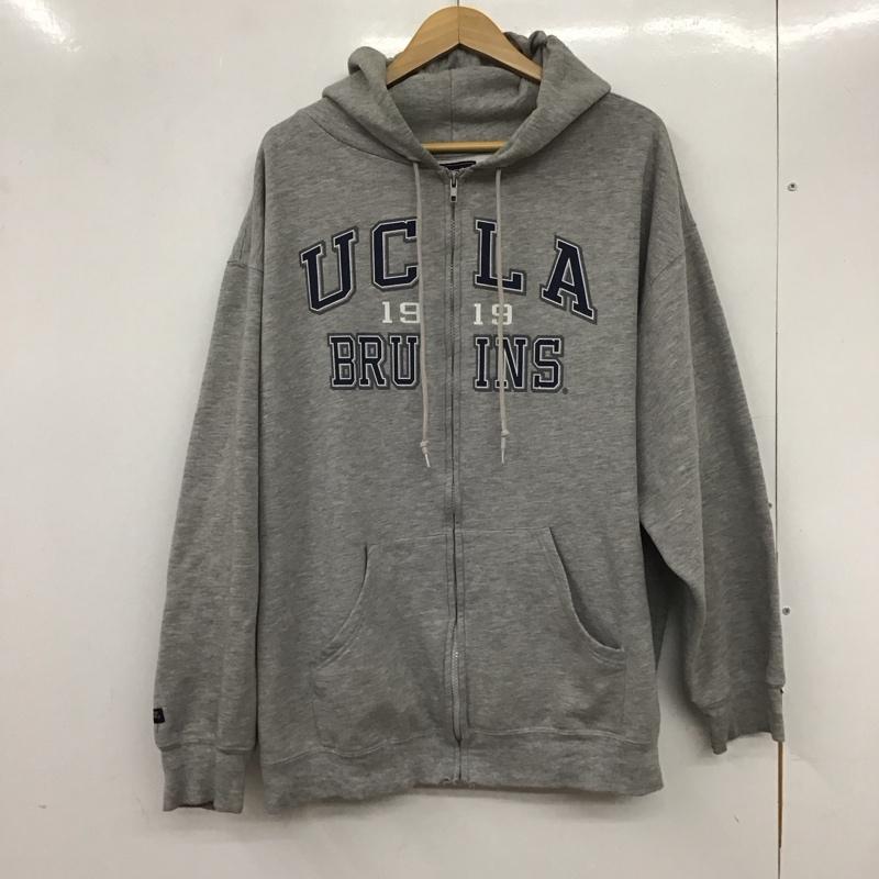 ジャンスポーツ JANSPORT パーカー 長袖 ジップアップ XL ロゴ、文字 灰 / グレー / メンズ USED 古着 中古 10134023